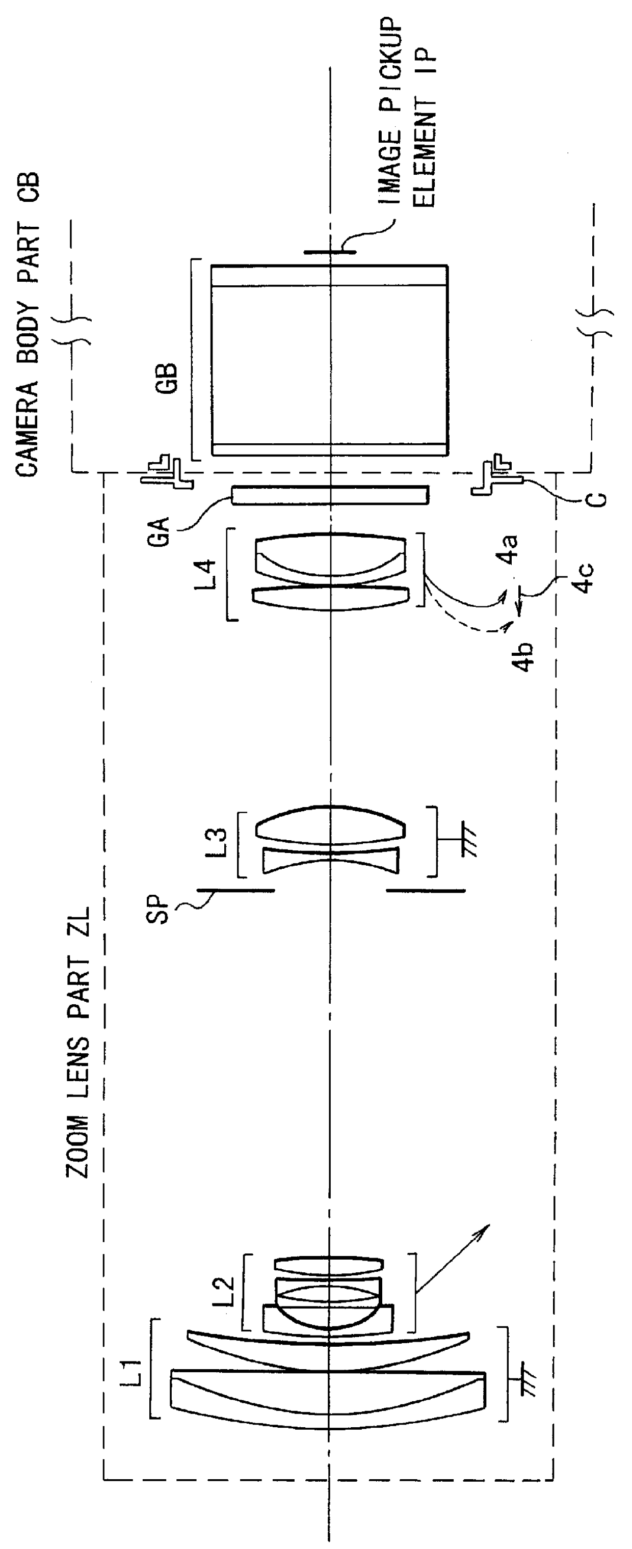 Zoom lens of rear focus type and image pickup apparatus
