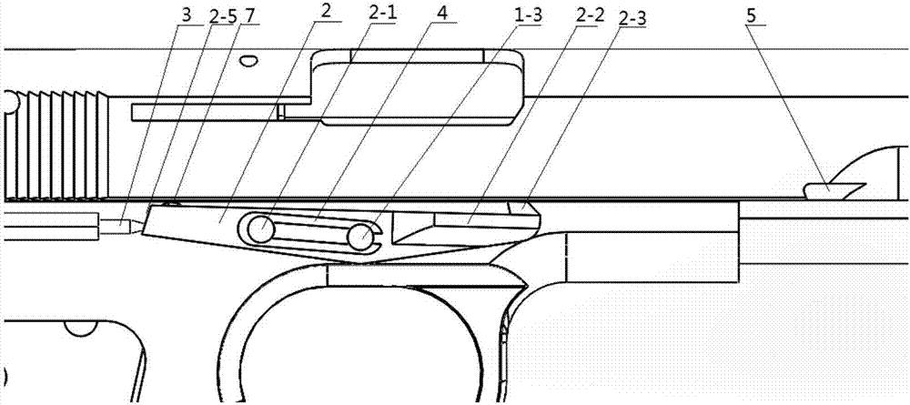 Slide stop mechanism released through cartridge clip