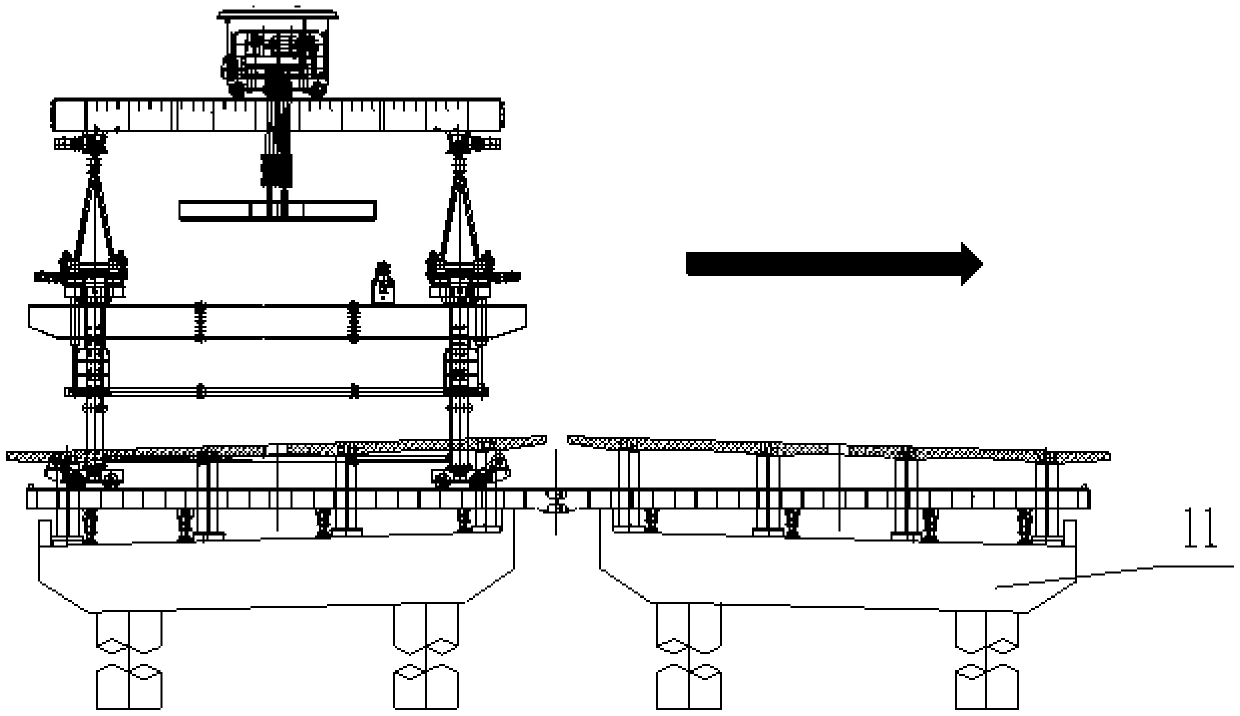 Rapid transfer method and equipment of super-large bridge girder erection machine for assembled steel-concrete composite bridge