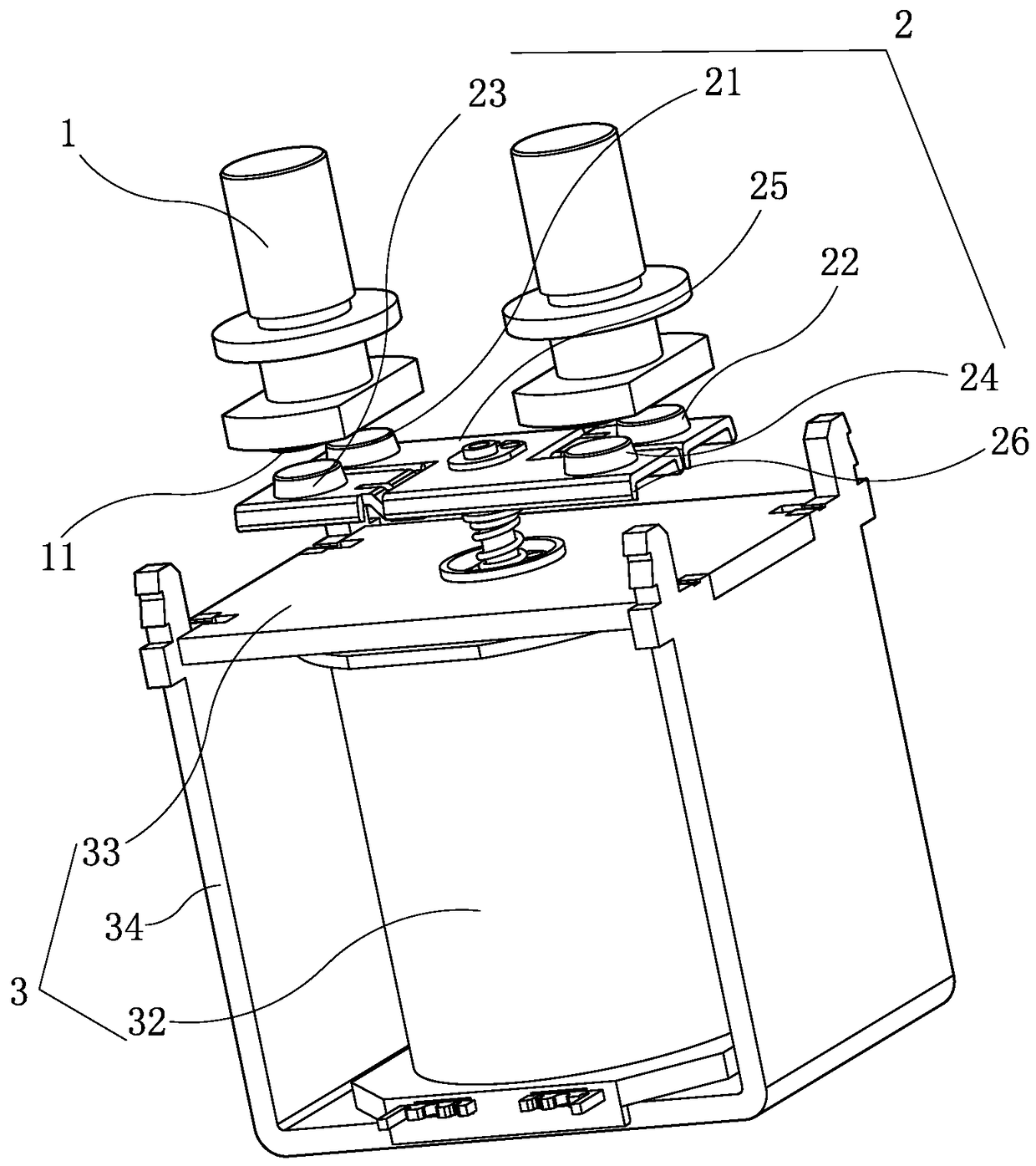 Direct-acting relay with a double-bridge structure