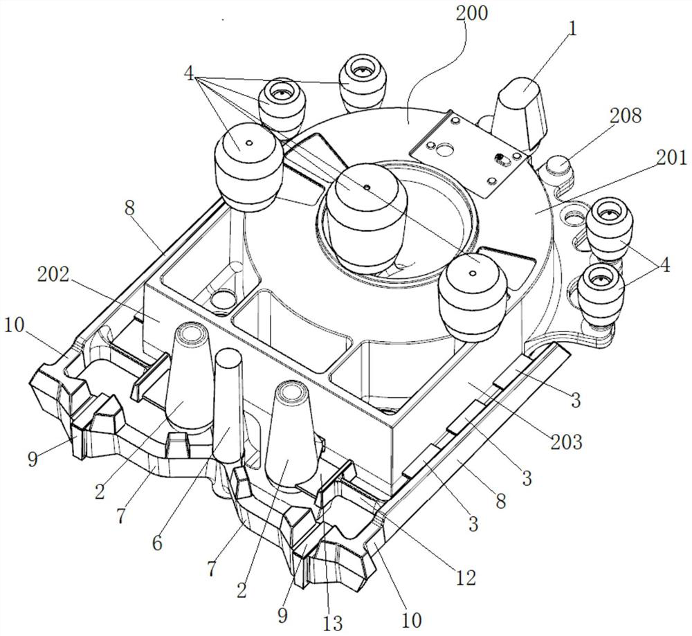 High-strength green sand pouring system of oversized traction sheave shell