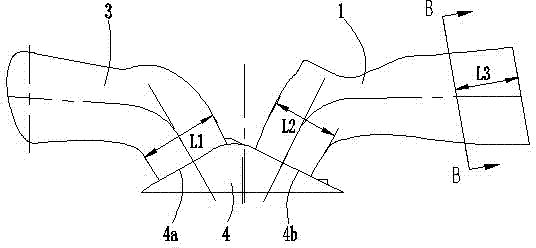 Gas passage and combustion chamber structure of three-valve engine