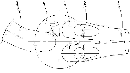 Gas passage and combustion chamber structure of three-valve engine