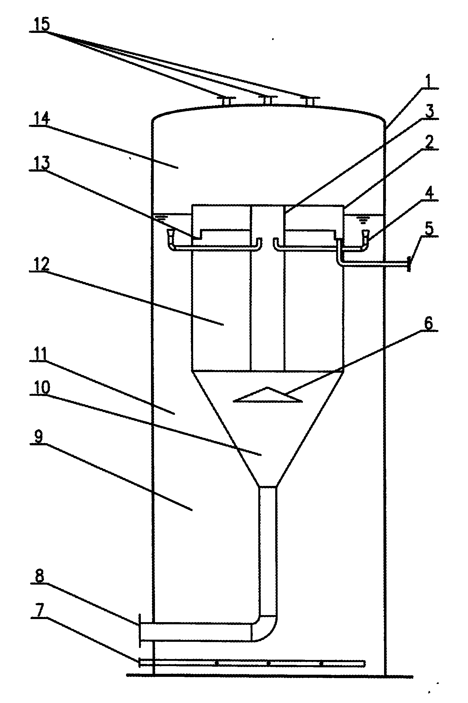 Vertical anaerobic process tank integrated triphase separator