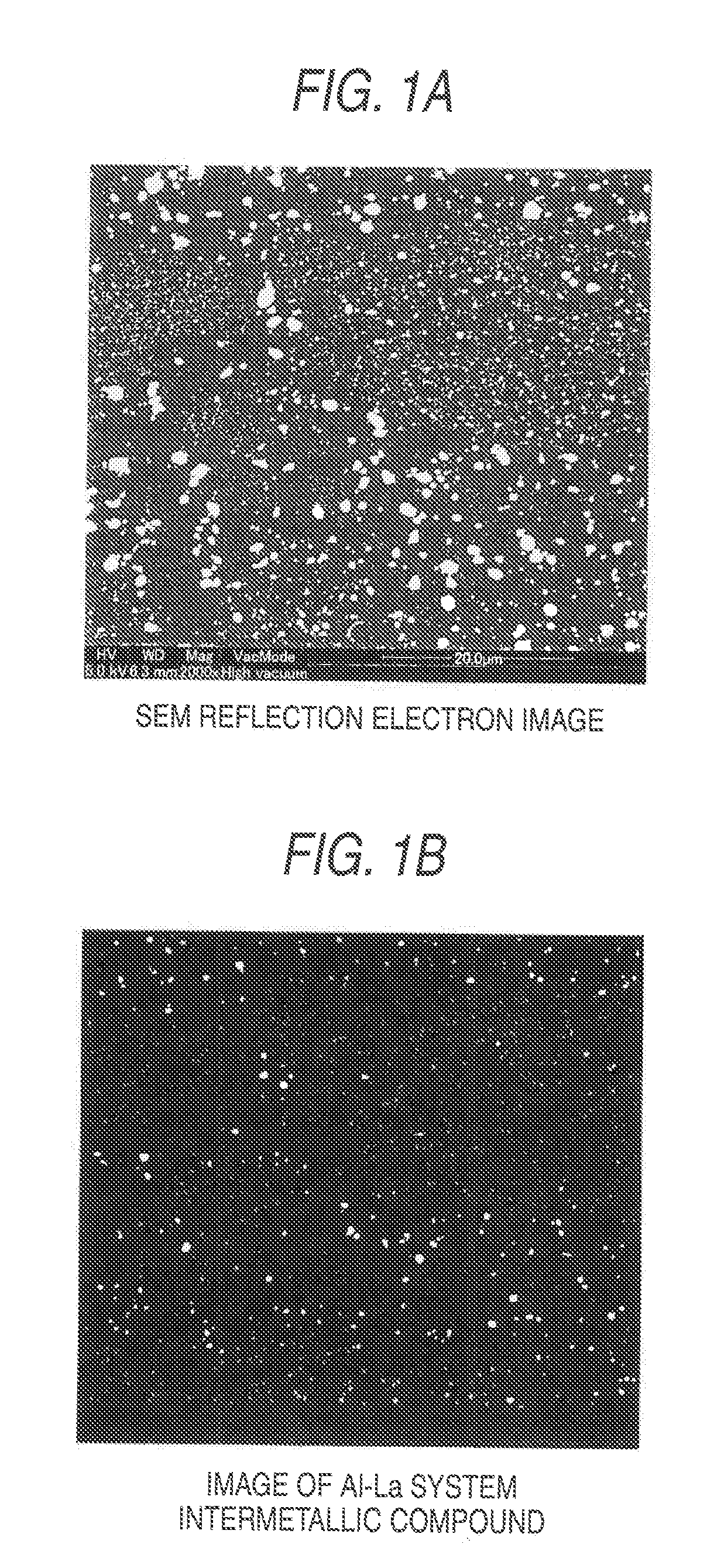 Ai-ni-la system ai-based alloy sputtering target and process for producing the same