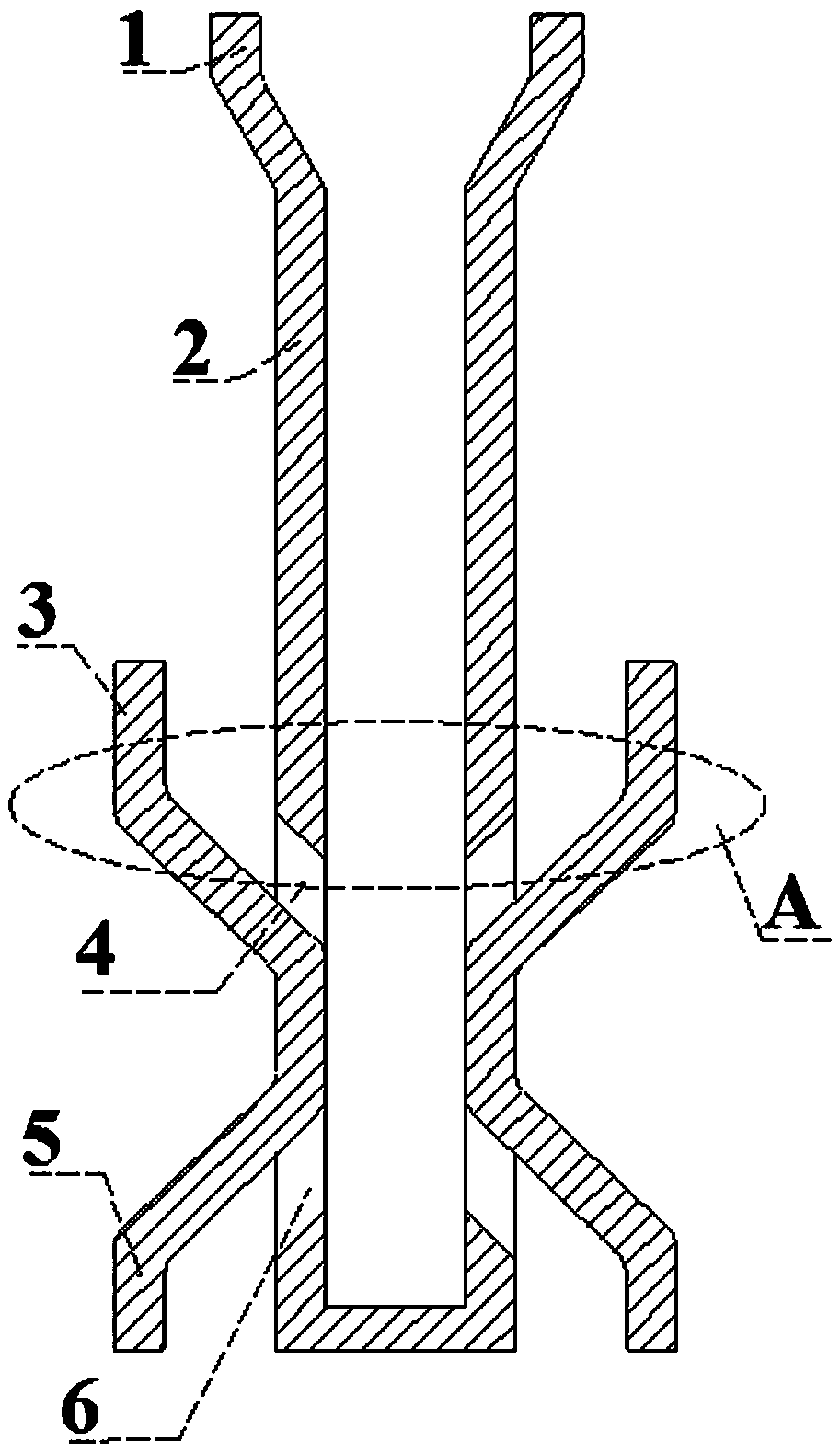 Immersed nozzle of H-shaped leakproof steel