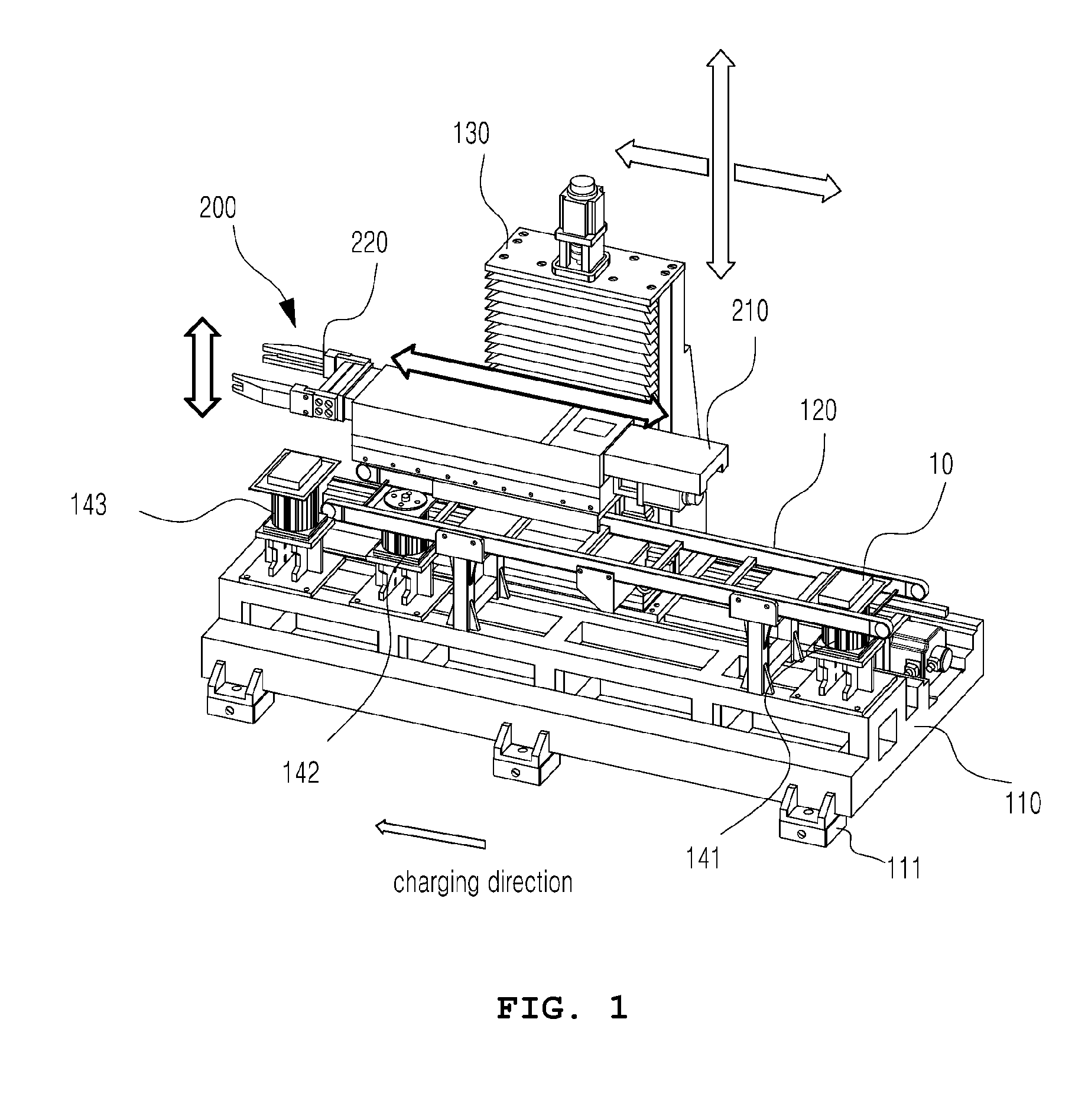 Charging device of a welding fixture of spacer grid