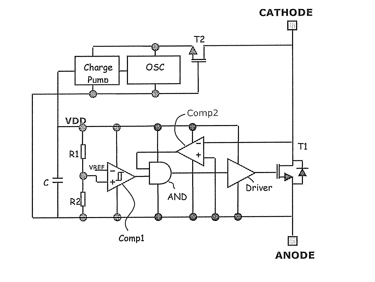 By-pass diode structure for strings of series connected cells of a photovoltaic panel