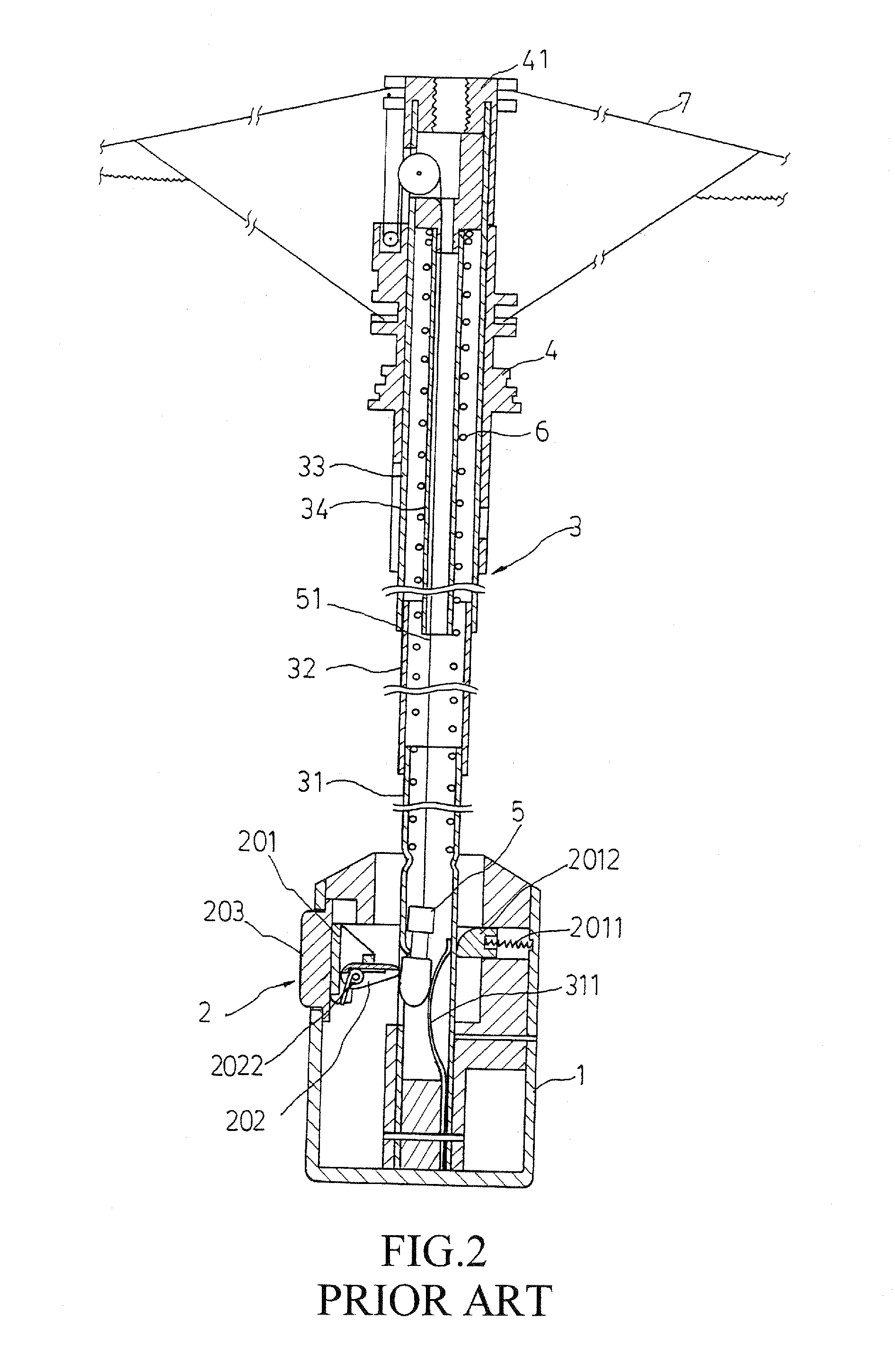 Safety central shaft extension and contraction control structure of self-opening/closing umbrella