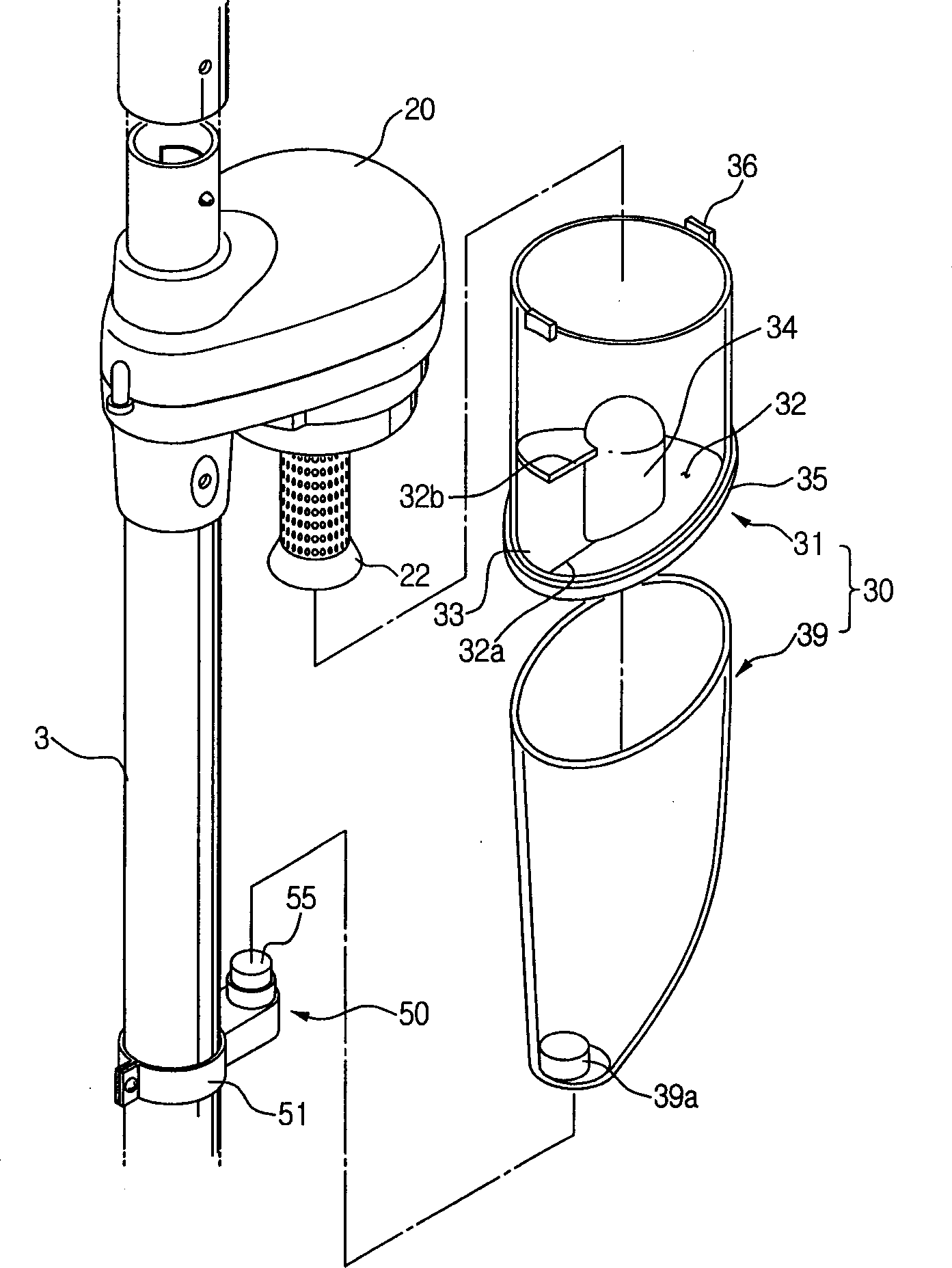 Cyclone dust collecting unit for vacuum cleaner