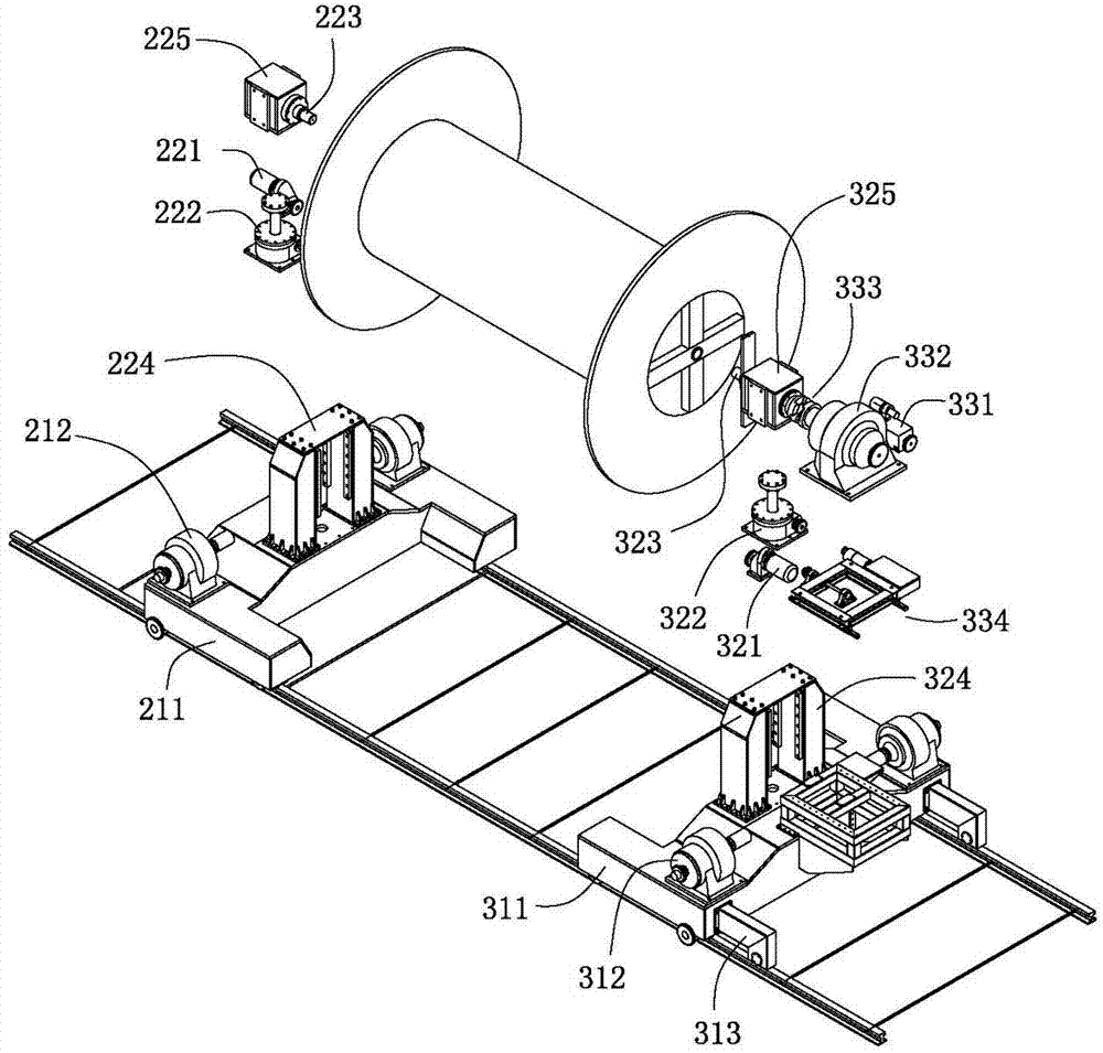 Self-walking large-width heavy take-up and pay-off machine and take-up and pay-off method thereof