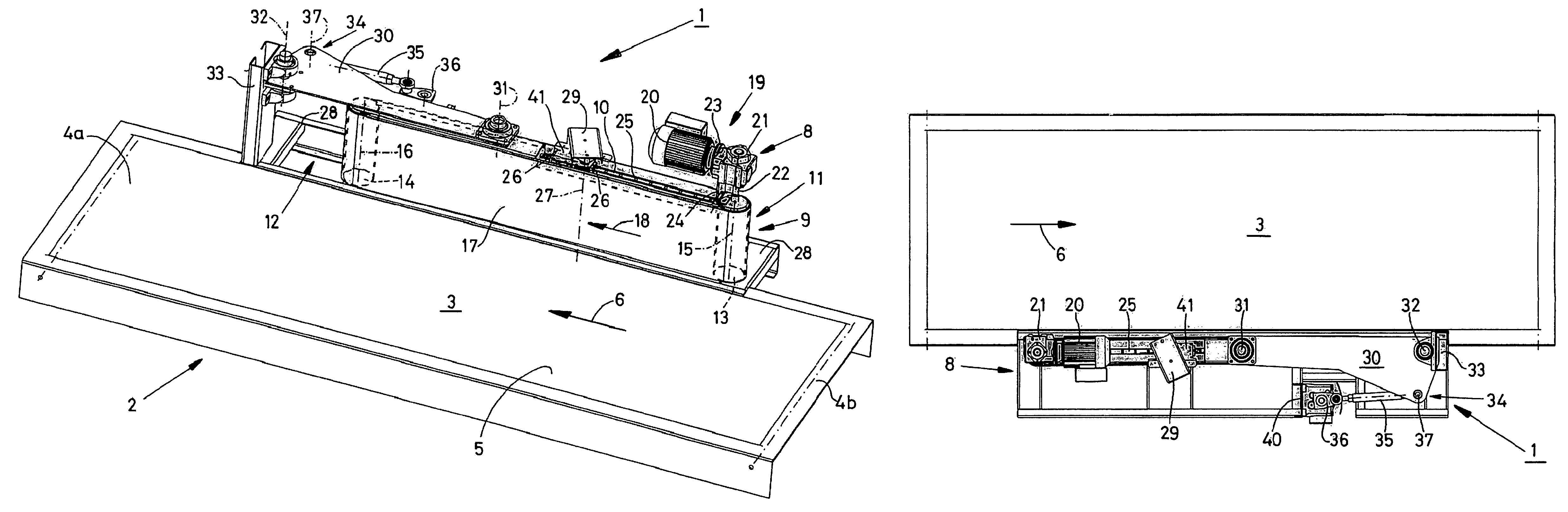 Device for diverting products sideways from a conveyor