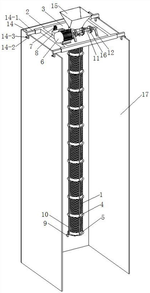 Concrete column pouring construction method based on telescopic string device