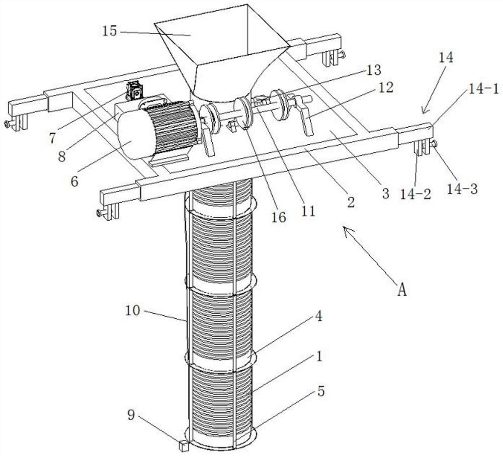 Concrete column pouring construction method based on telescopic string device