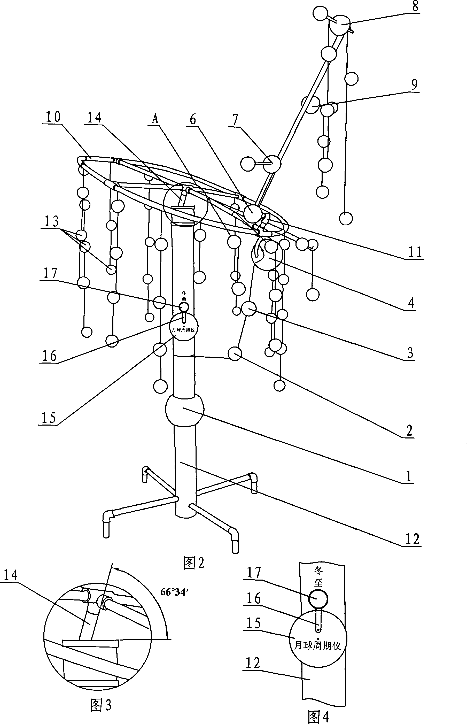 Earth moon star moving instrument