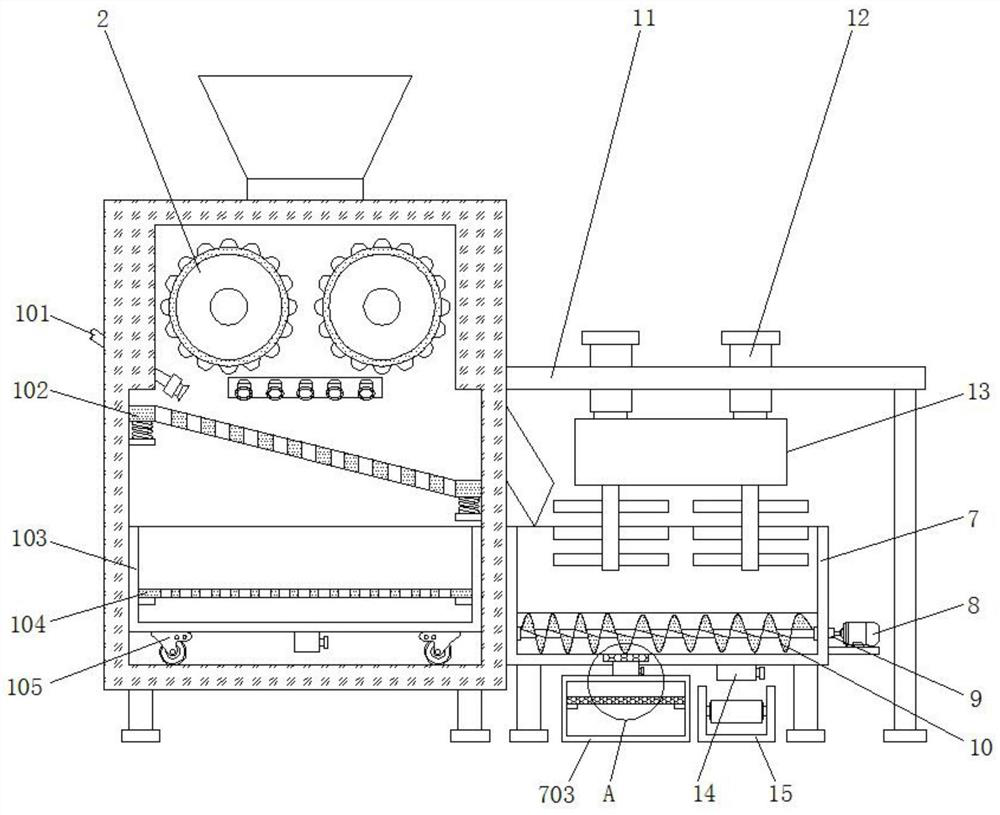 A device for improving the active performance of aggregates for recycled concrete processing