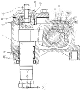 Gear sector shaft assembly of electric power steering device and device of same