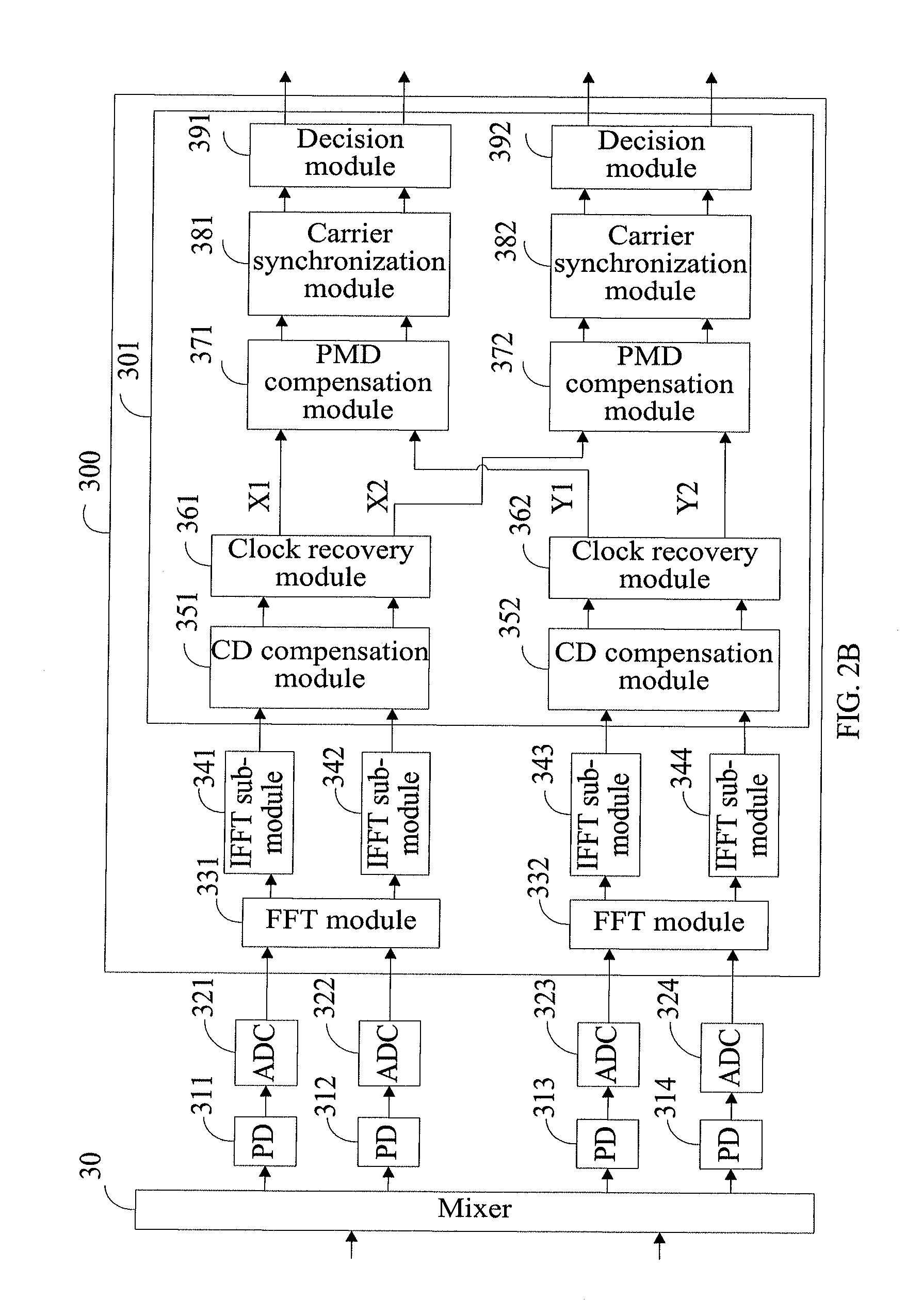 Method and device for receiving multi-carrier optical signal