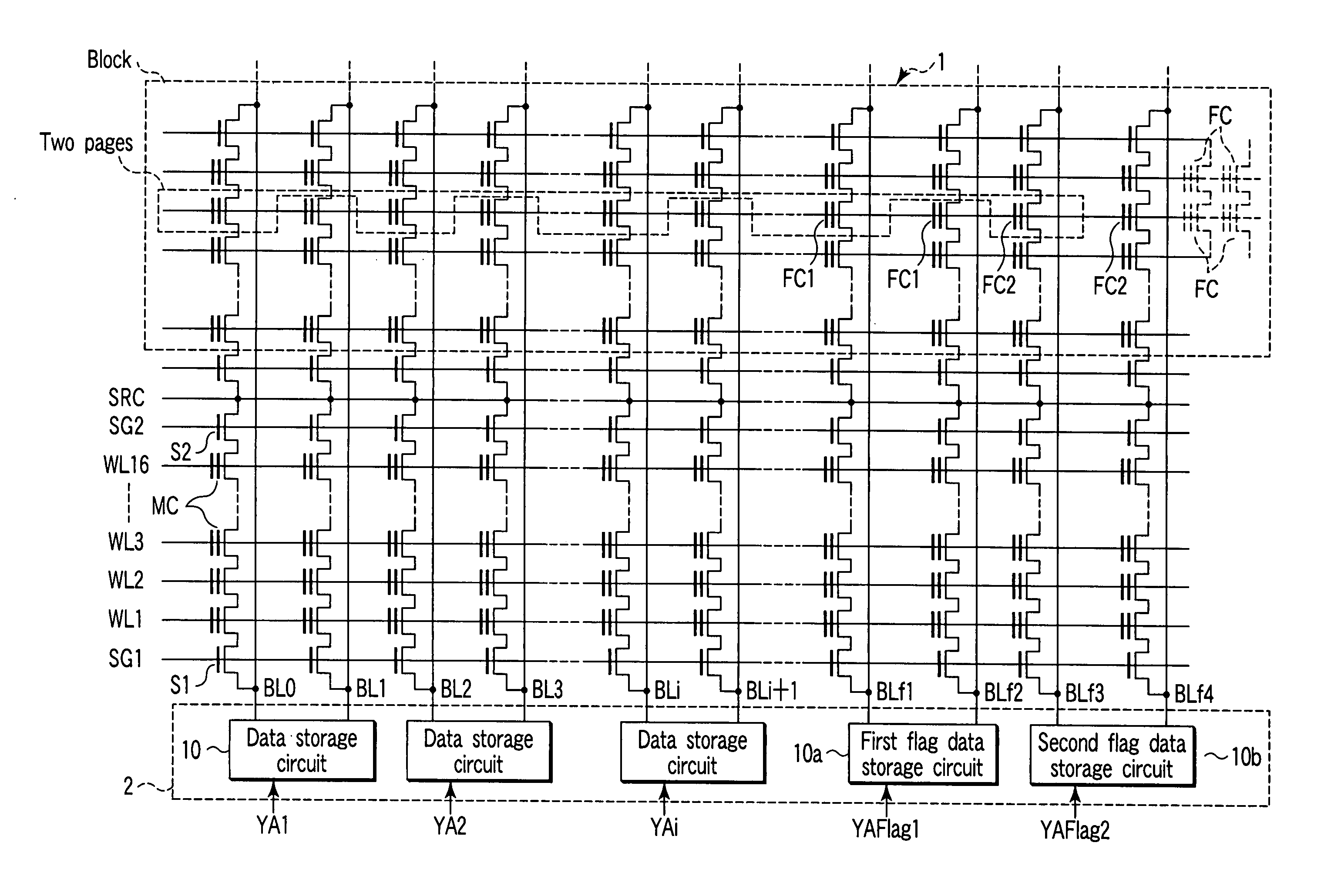 Semiconductor memory device which stores plural data in a cell
