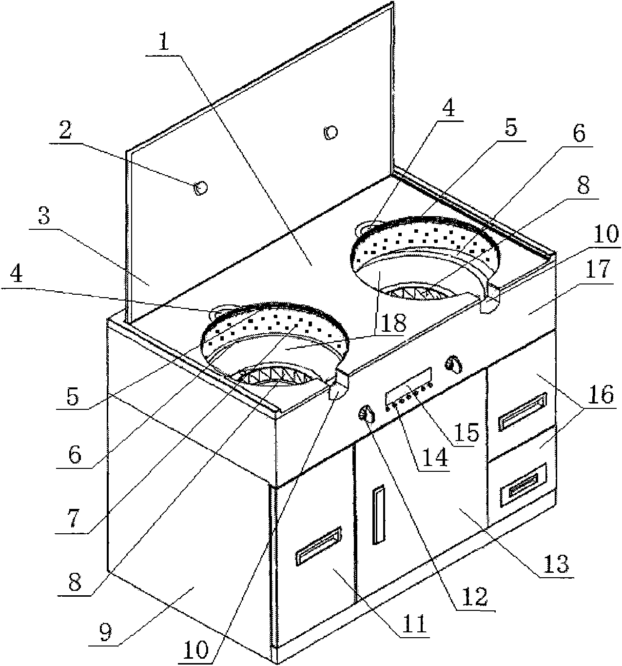Integrated oven with combustion-supporting device