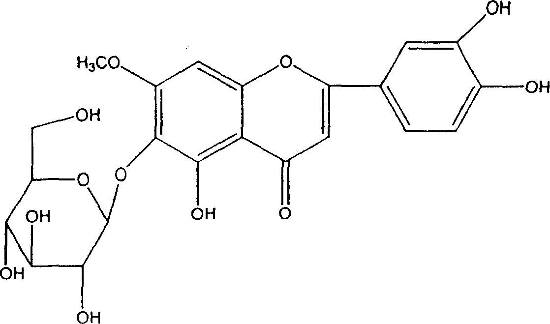 Flavonoid extract product containing pedaliin and application