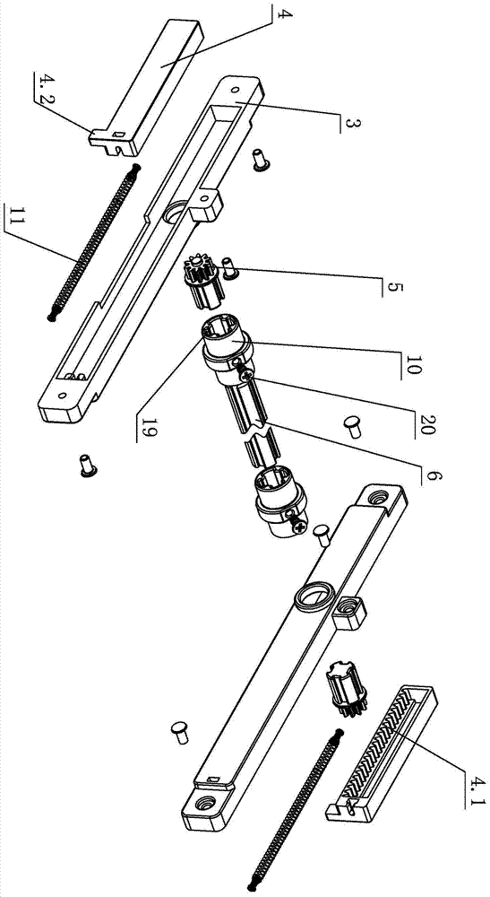 Synchronizing device of drawer sliding rails
