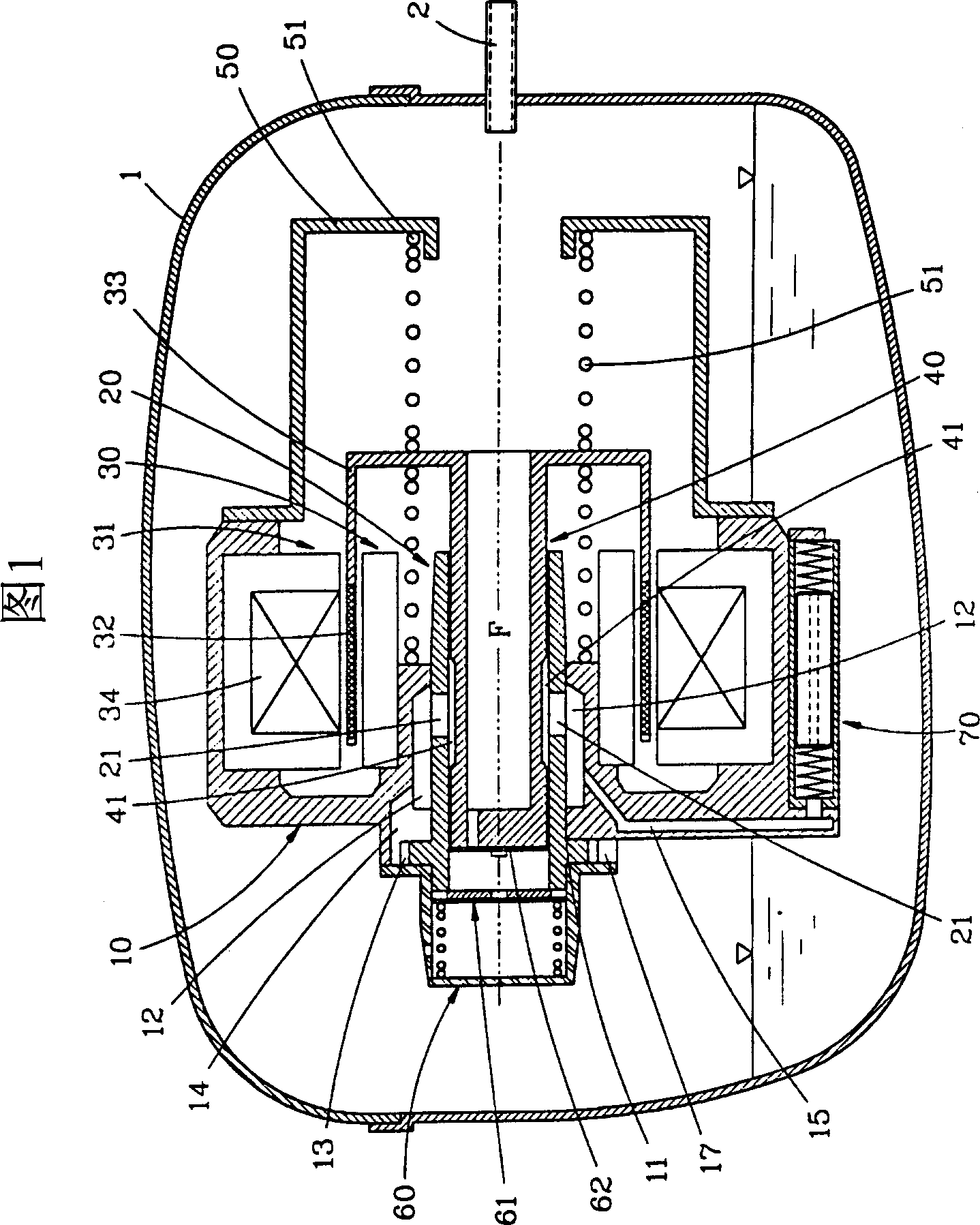 Opening and closing system for oil path of linear compressor