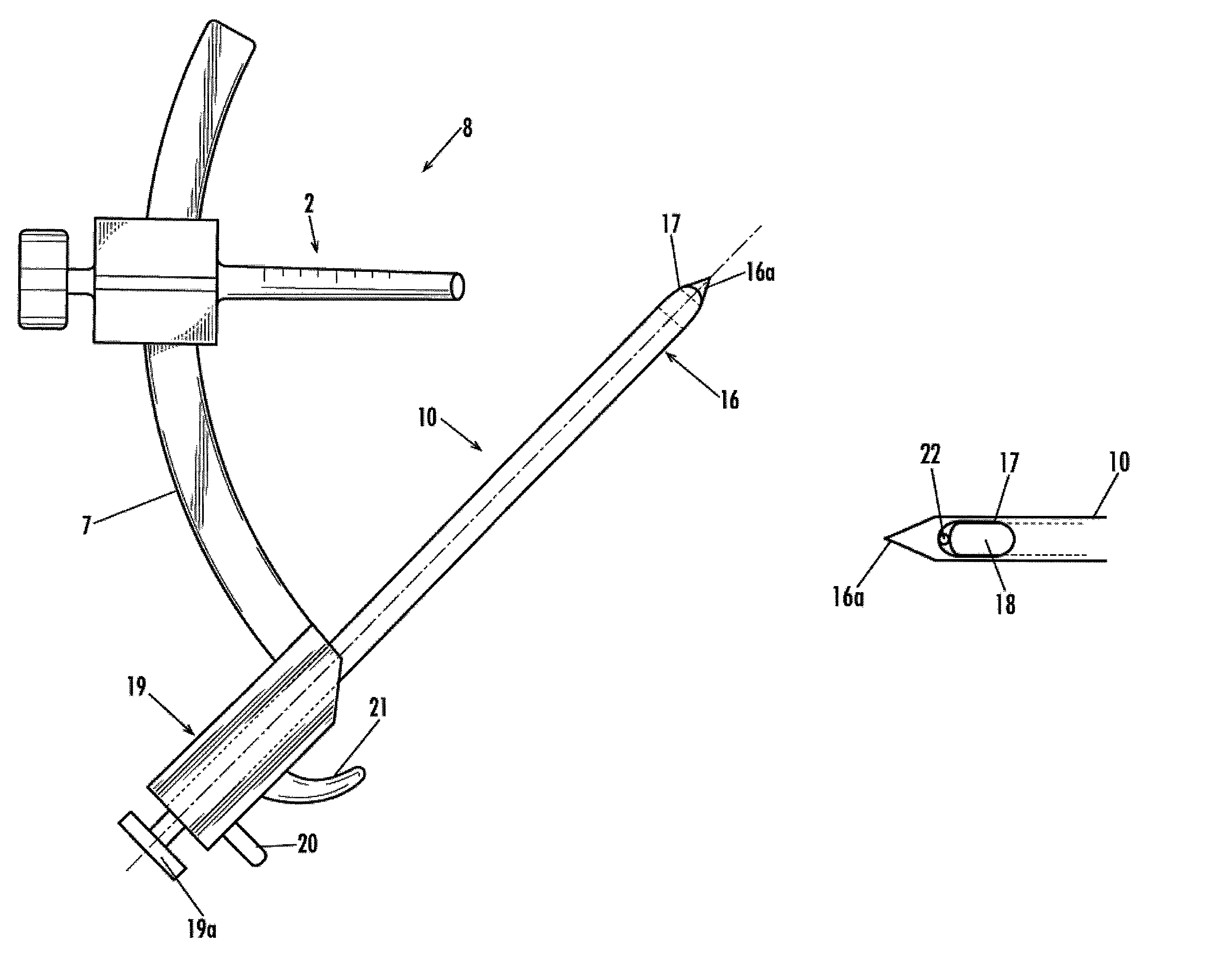 Device for the intraosteal seizing of sutures