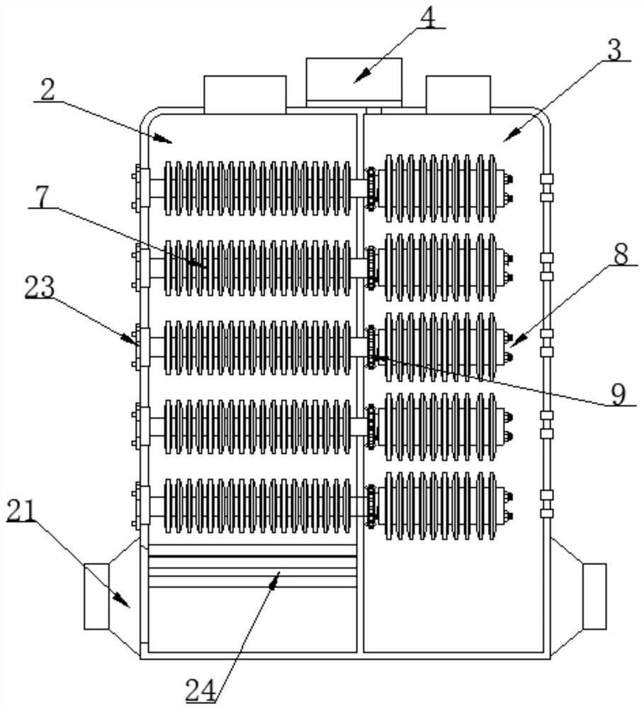 A thermal power plant combined heat pipe flue gas waste heat recovery device