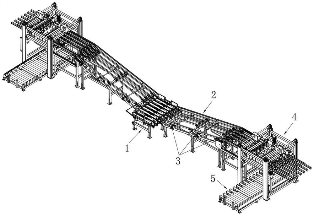 A wood palletizing automatic processing production line