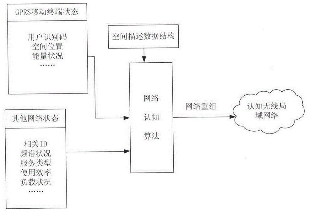 Cognitive mobile terminal wireless network system and network self-organizing method
