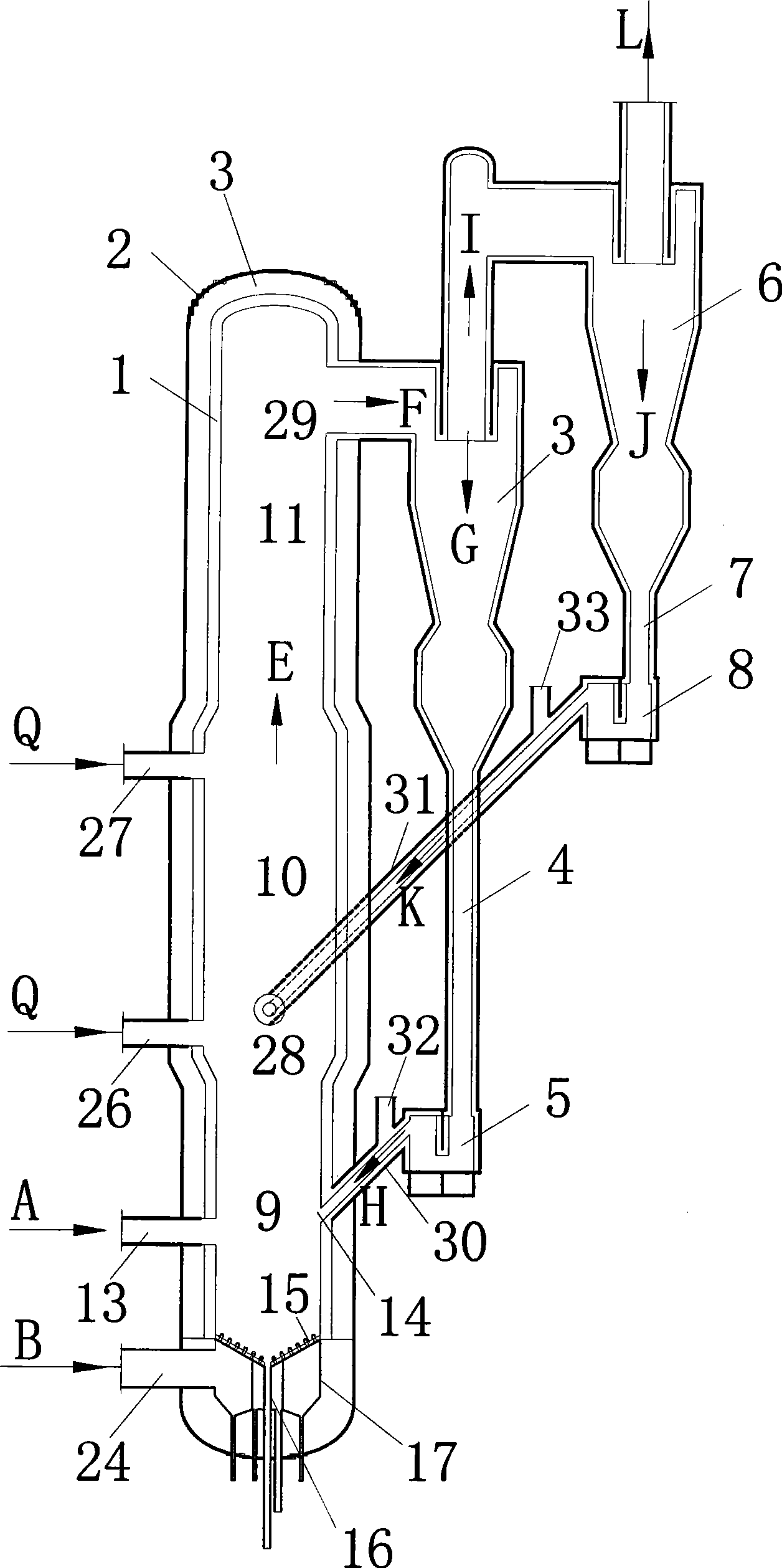 High-density pressurized fluidized bed coal gasification apparatus and method