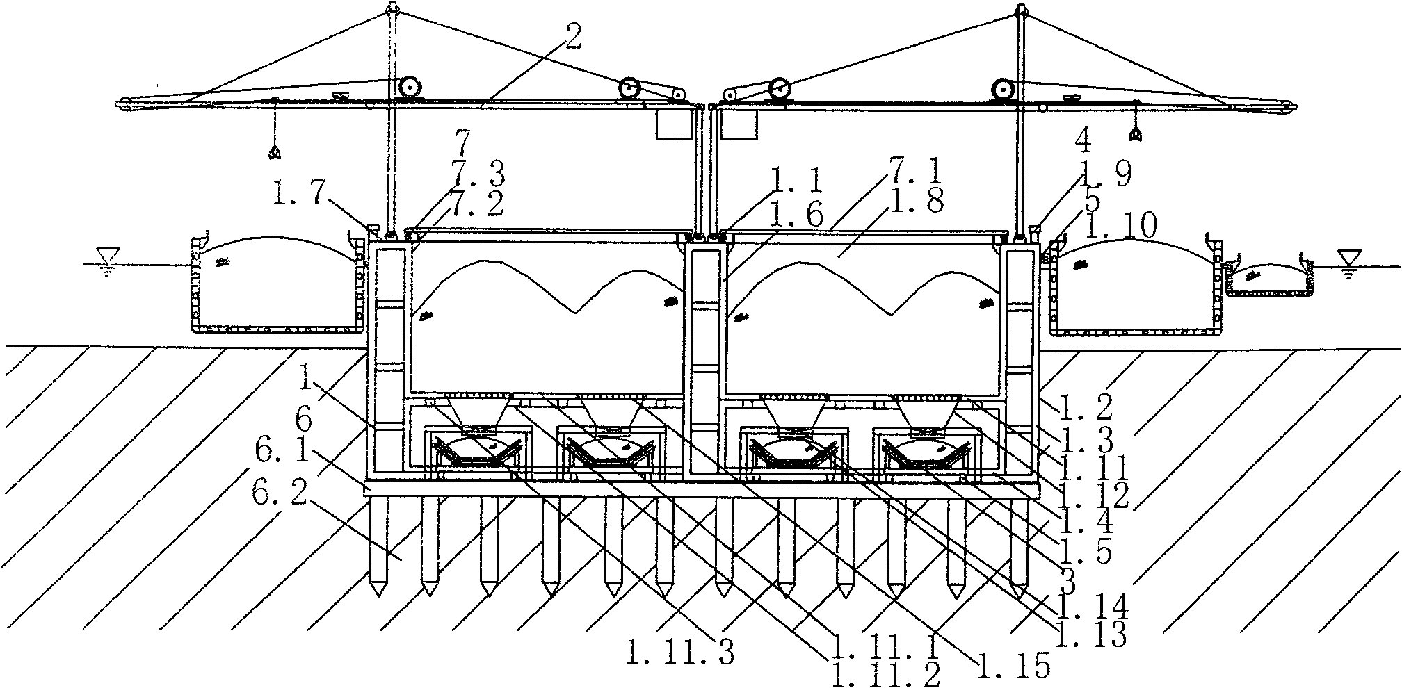 Bulk-cargo warehouse wharf and application method thereof