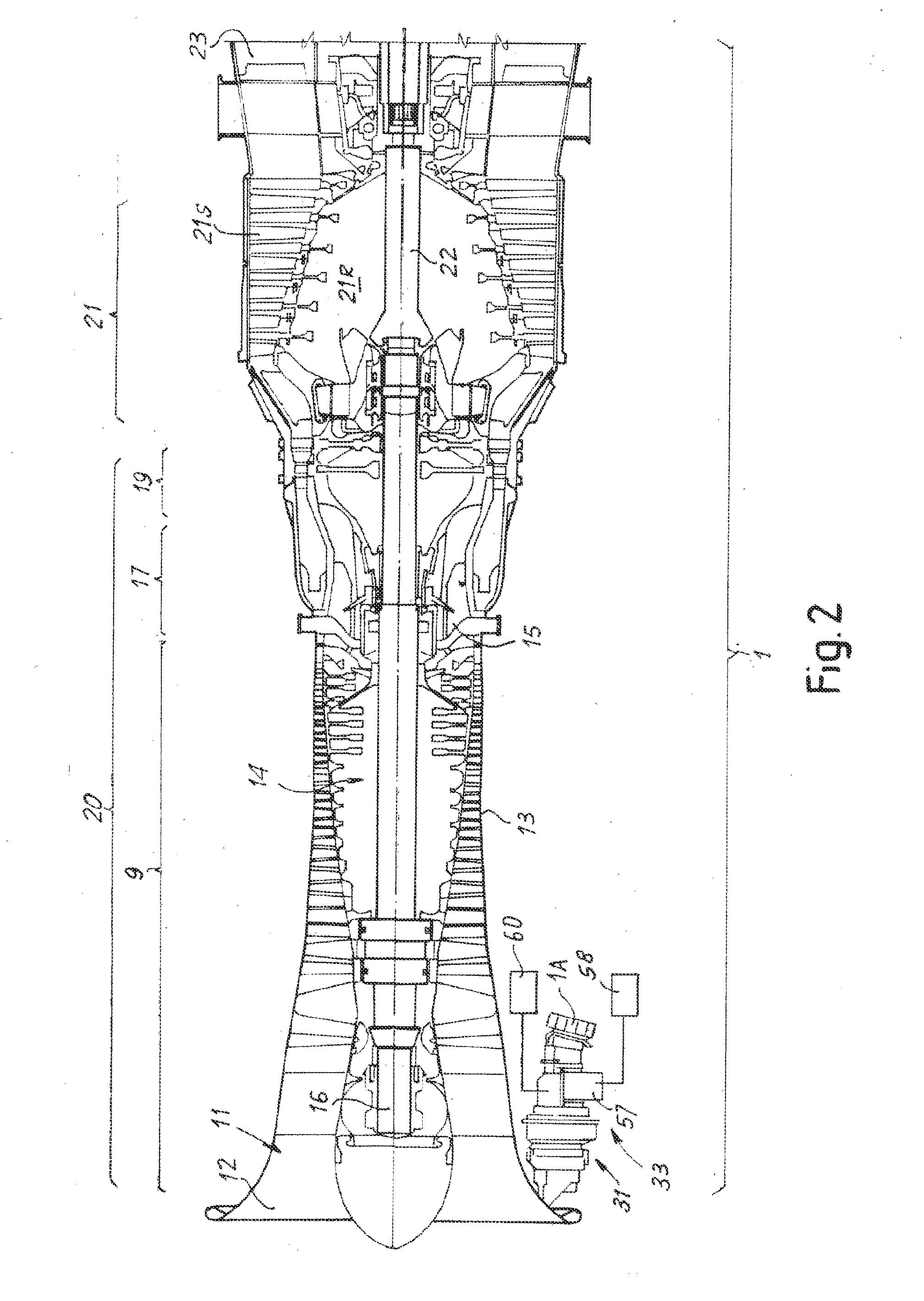 Device and method for slow turning of an aeroderivative gas turbine