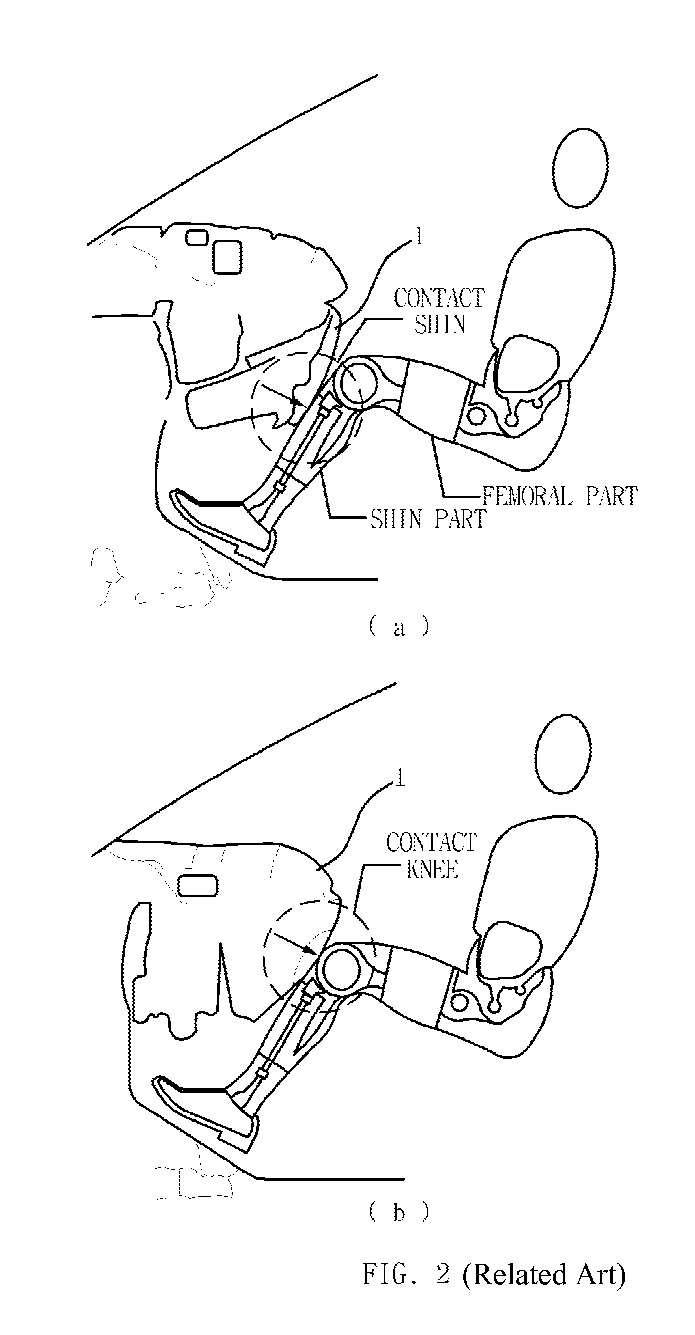 Structure for reducing knee injury in vehicle