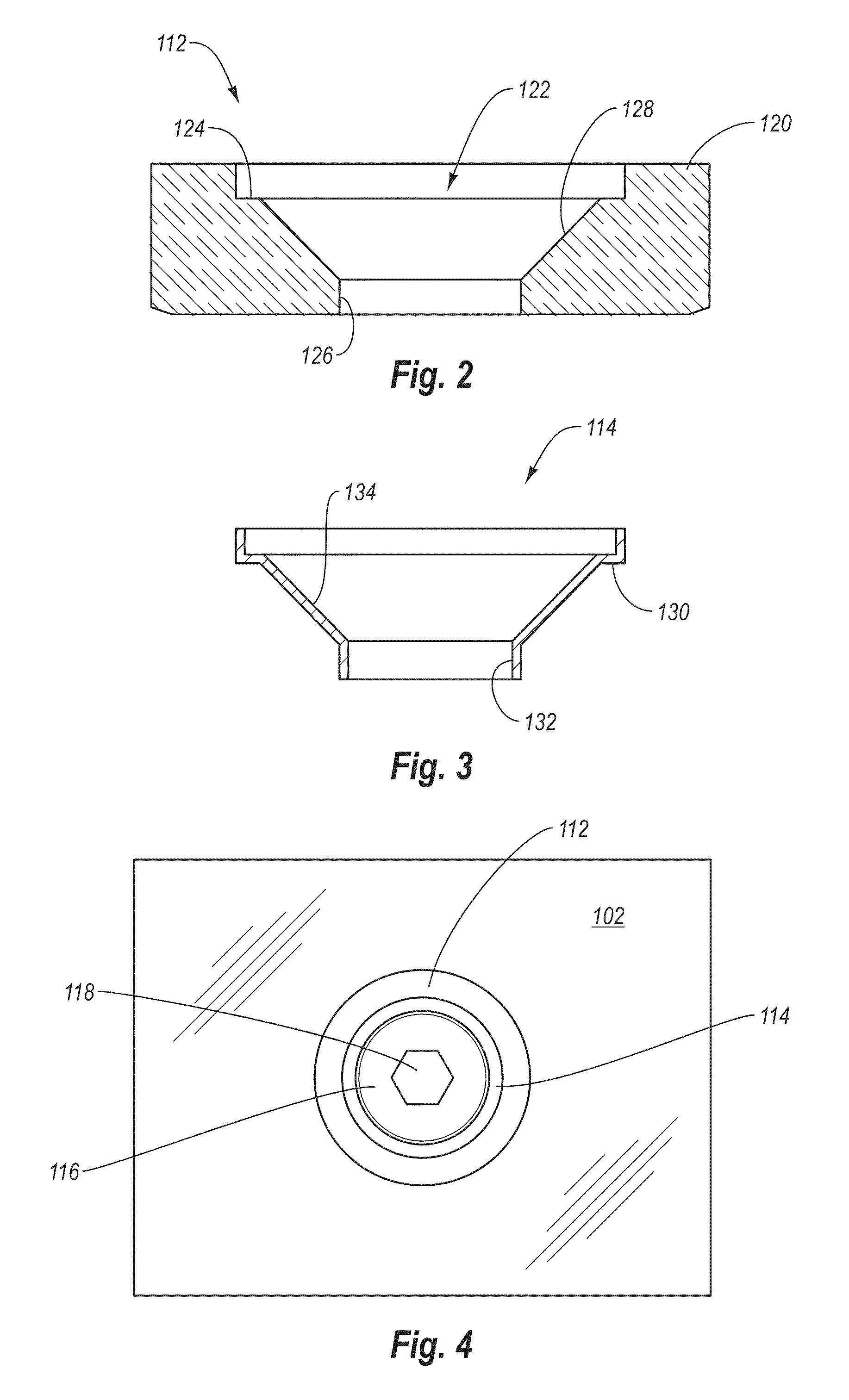 Countersunk fastener assemblies, panel mounting systems, and methods