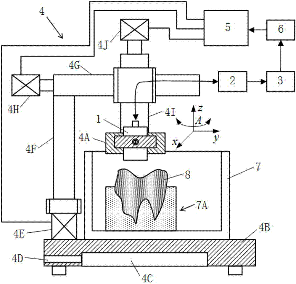 Acoustic microscopic imaging device for tooth body