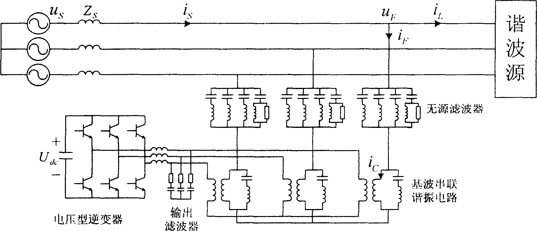 Resonant-impedance type hybrid active electric filter and control method thereof