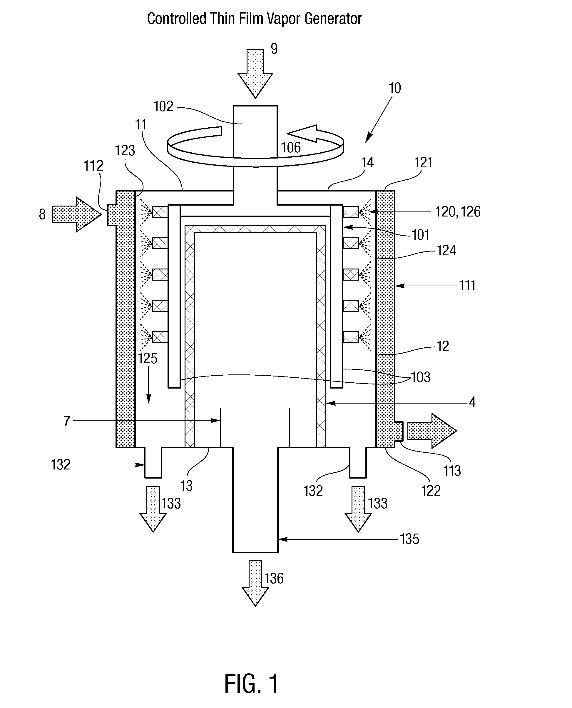 Controlled Thin Film Vapor Generator for Liquid Volume Reduction