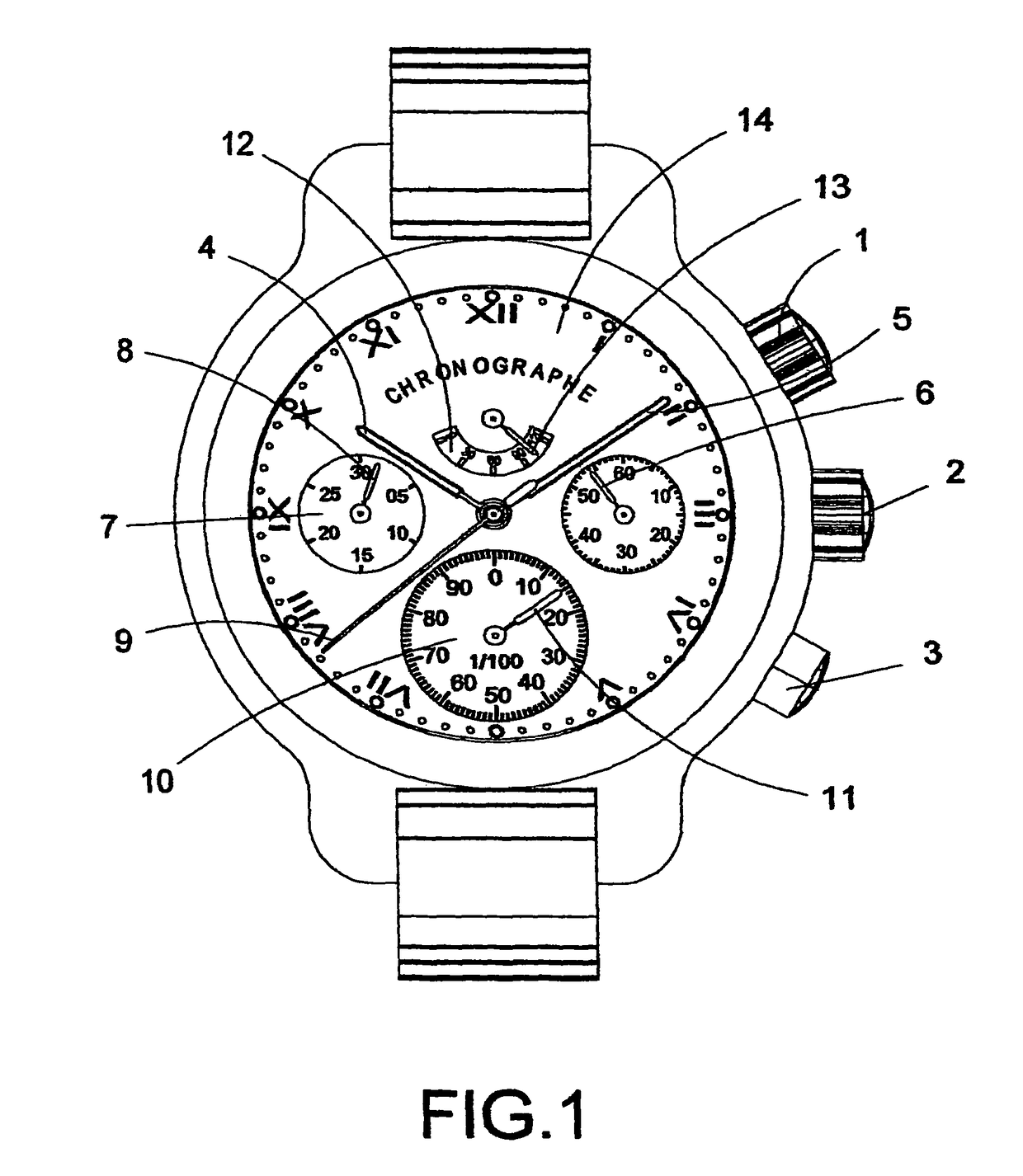 Device comprising a clock movement and a chronograph module