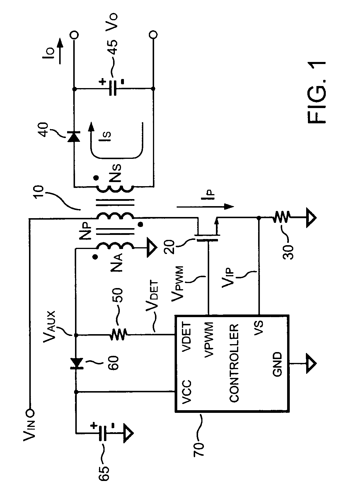 Control circuit for controlling output current at the primary side of a power converter