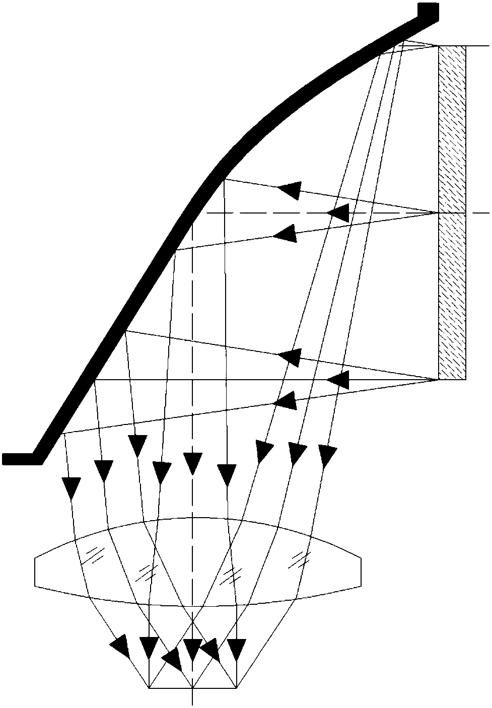 Catadioptric head-mounted display optical system for rendering three-dimensional scenes