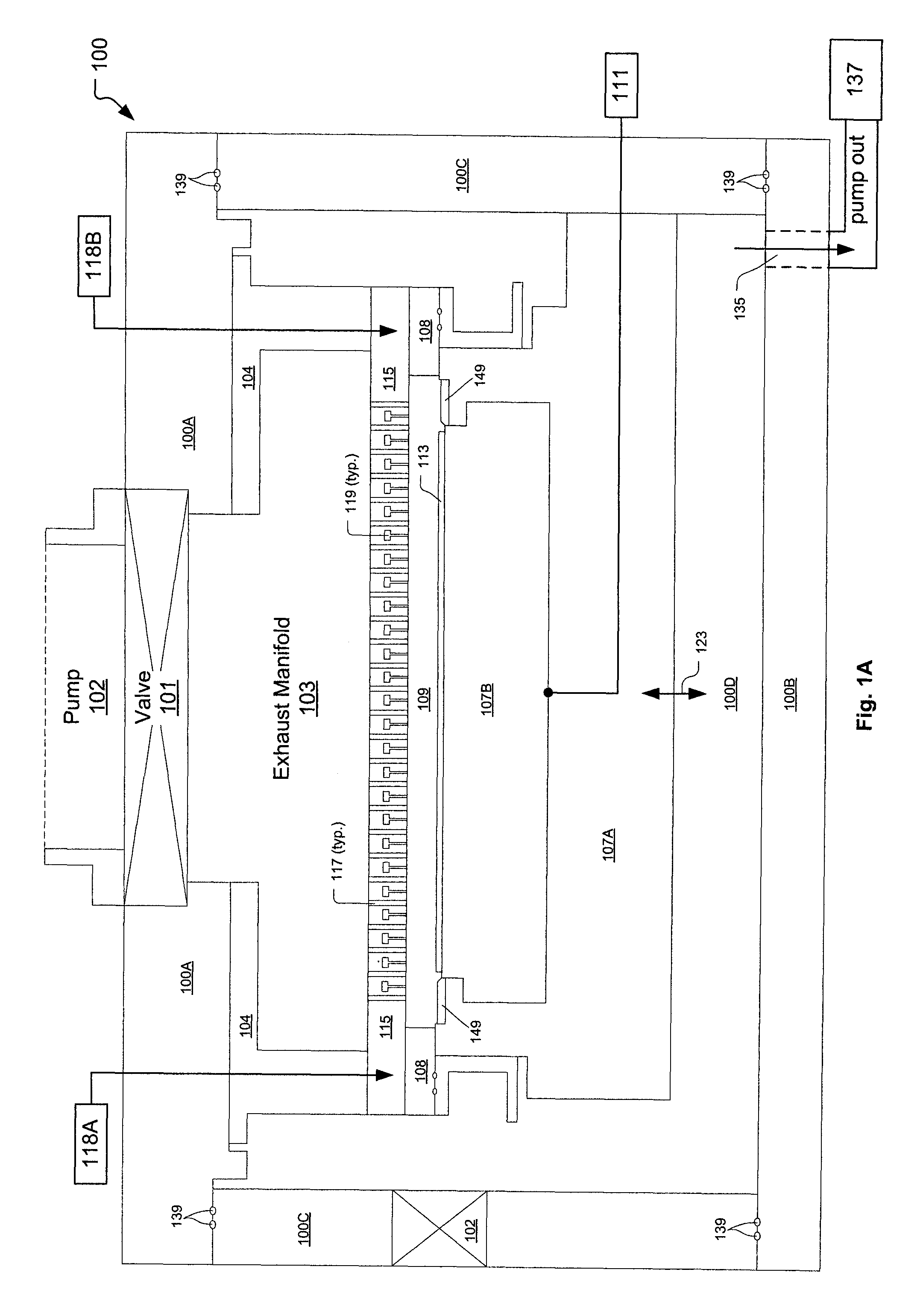 Plasma processing chamber with dual axial gas injection and exhaust
