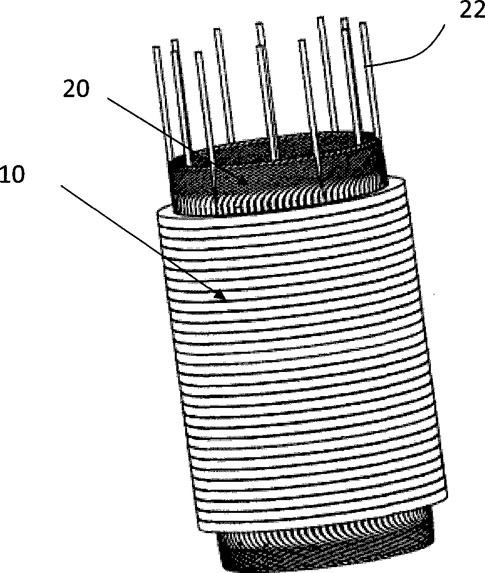 Stator winding construction and winding method for slotless motor stator winding, and stator construction with the winding construction