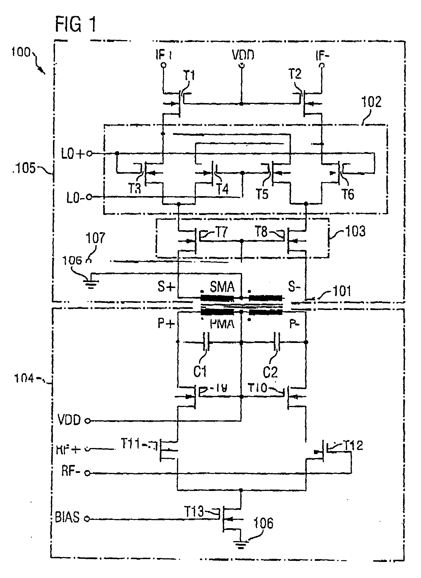 Integrated circuit having a mixer circuit