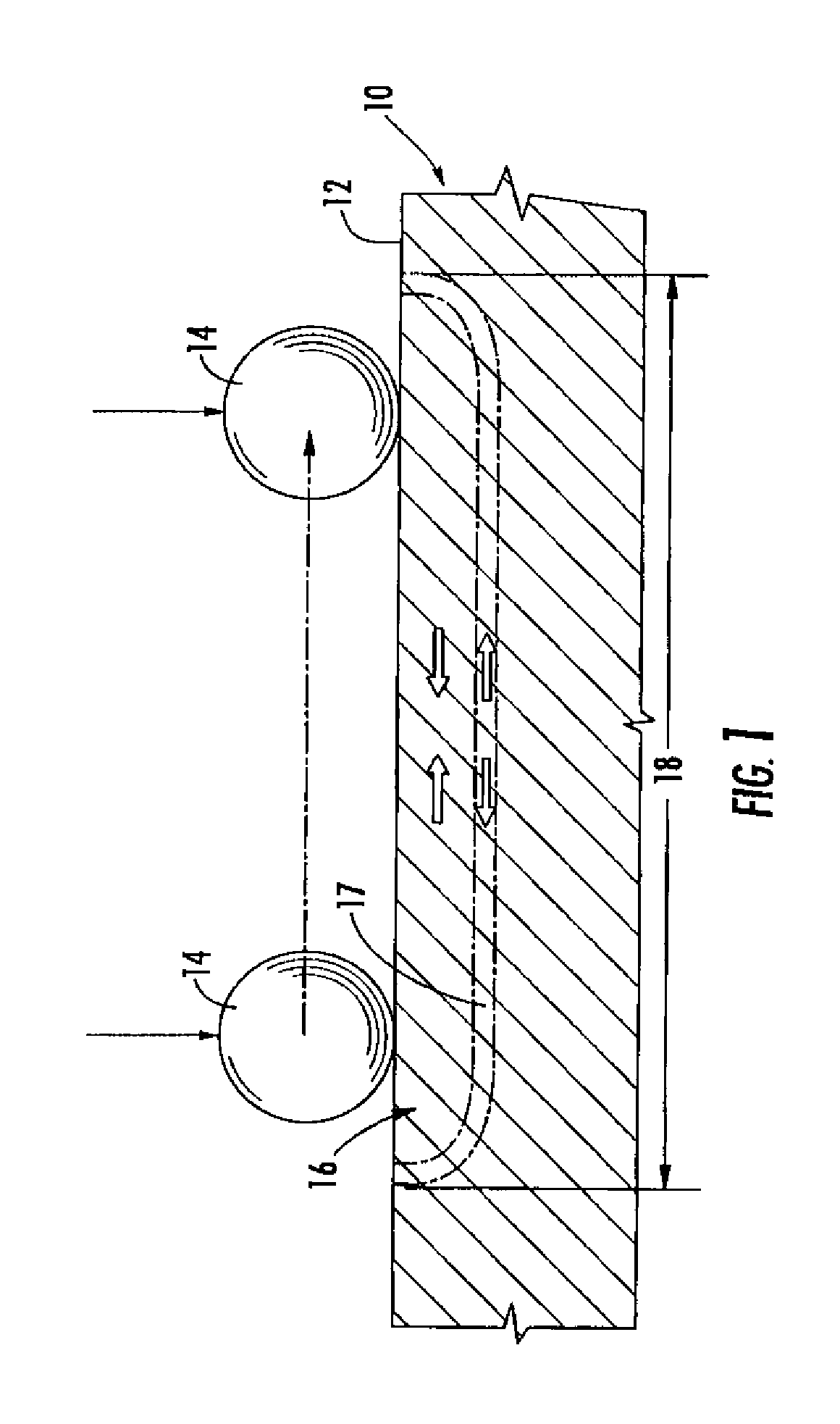 Component of variable thickness having residual compressive stresses therein, and method therefor