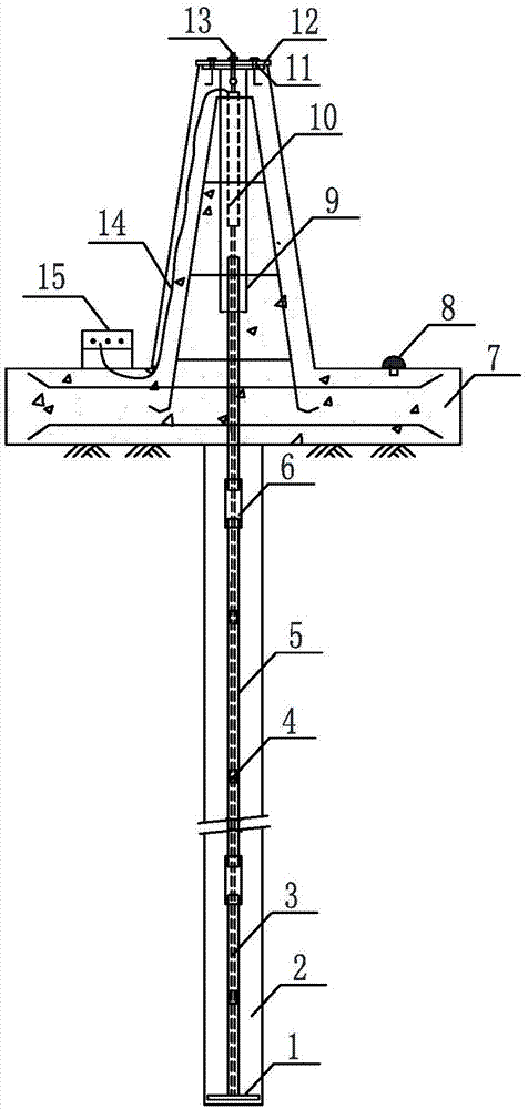 Concrete bench mark monument for mounting displacement sensor and elevation observing and calculating method thereof