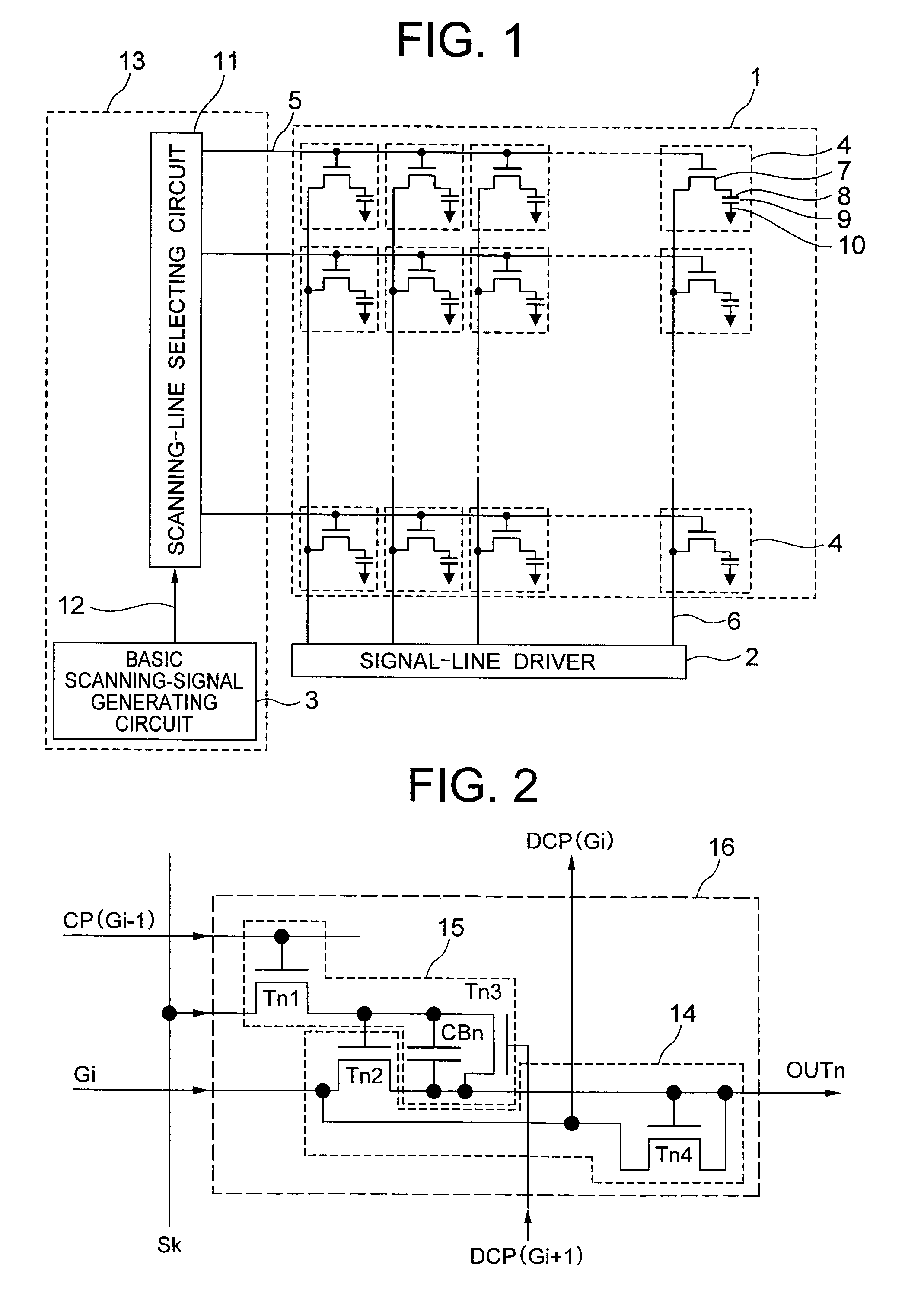 Scanning-line selecting circuit and display device using the same