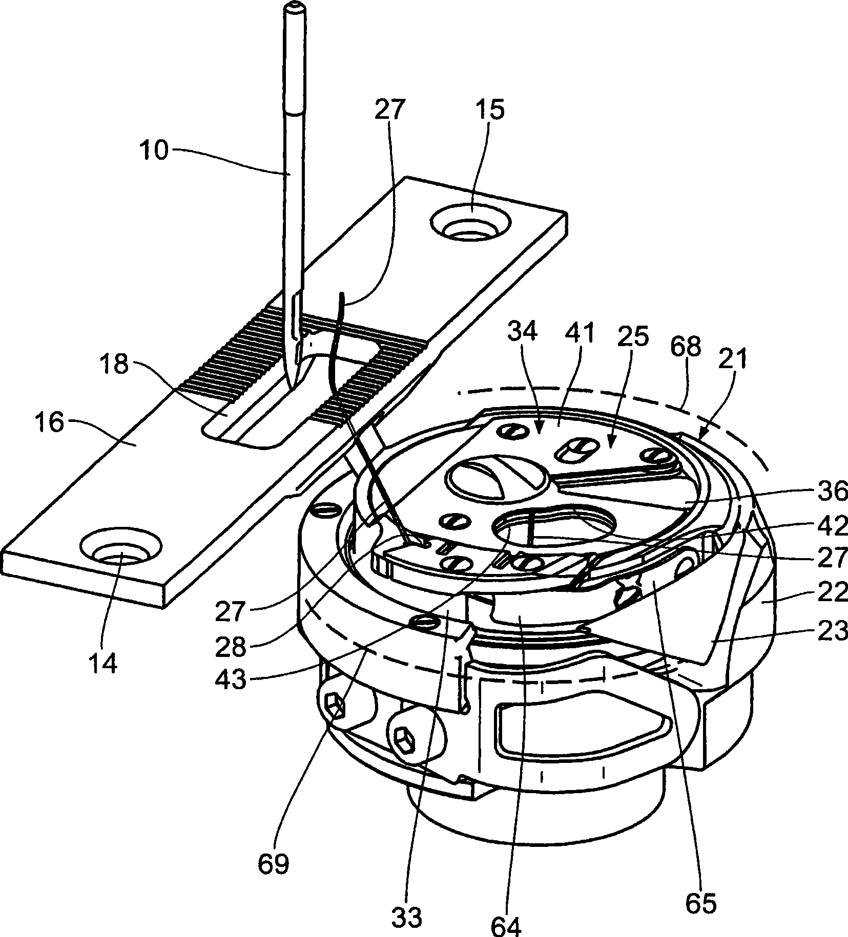 Thread winding housing for inserting into a housing receptacle of a gripper body, rotatable about a vertical axis, of a sewing machine