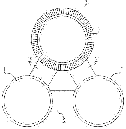 Three-pipe conjoint chimney